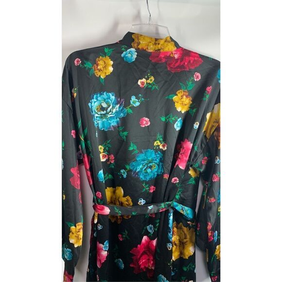 INC International Concepts Women's Intimates Bold Floral Robe Black Size Small - Picture 9 of 9